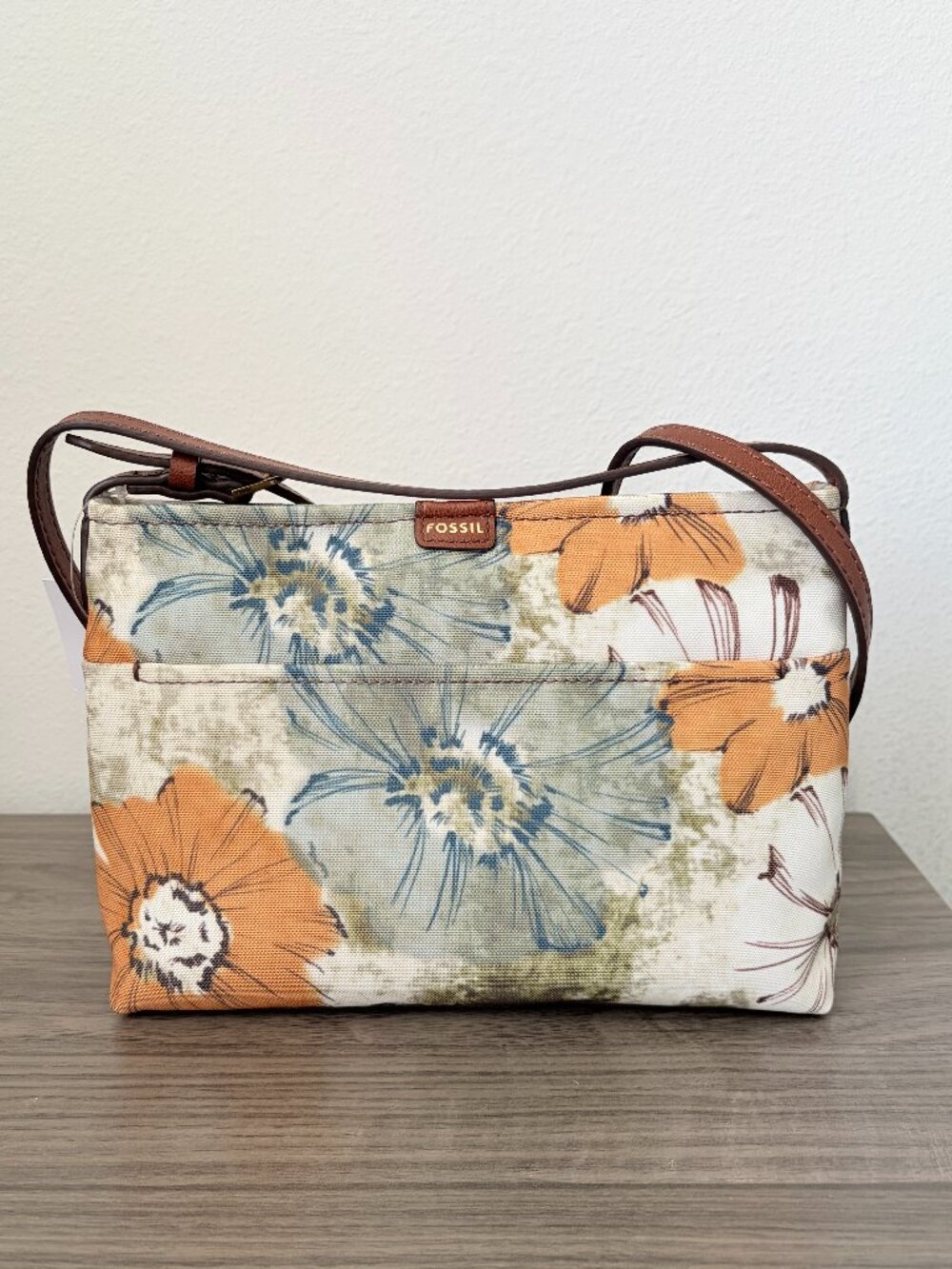 Fossil Phoebe Small Floral Print Canvas Crossbody Bag